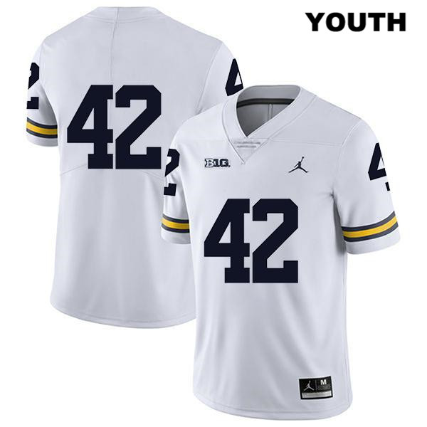 Youth NCAA Michigan Wolverines Ben Mason #42 No Name White Jordan Brand Authentic Stitched Legend Football College Jersey MQ25Z45DO